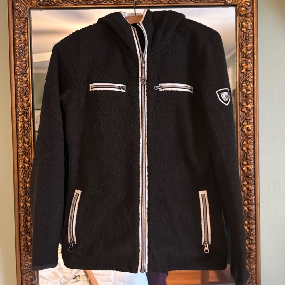 Kuhl Fleece Brown Hooded Zip Up Jacket XS Pockets lined hood